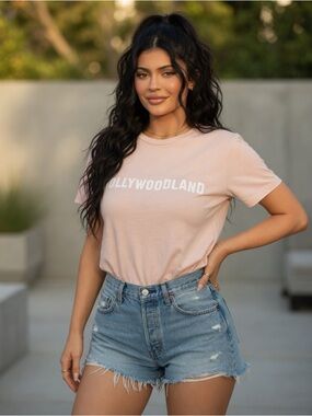 Kendall & Kylie Light Pink 'HOLLYWOODLAND' Crewneck Tee